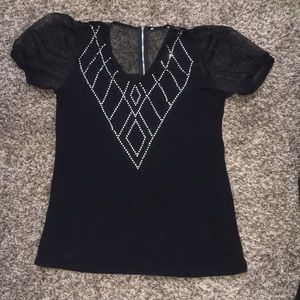 Black Rhinestone Top